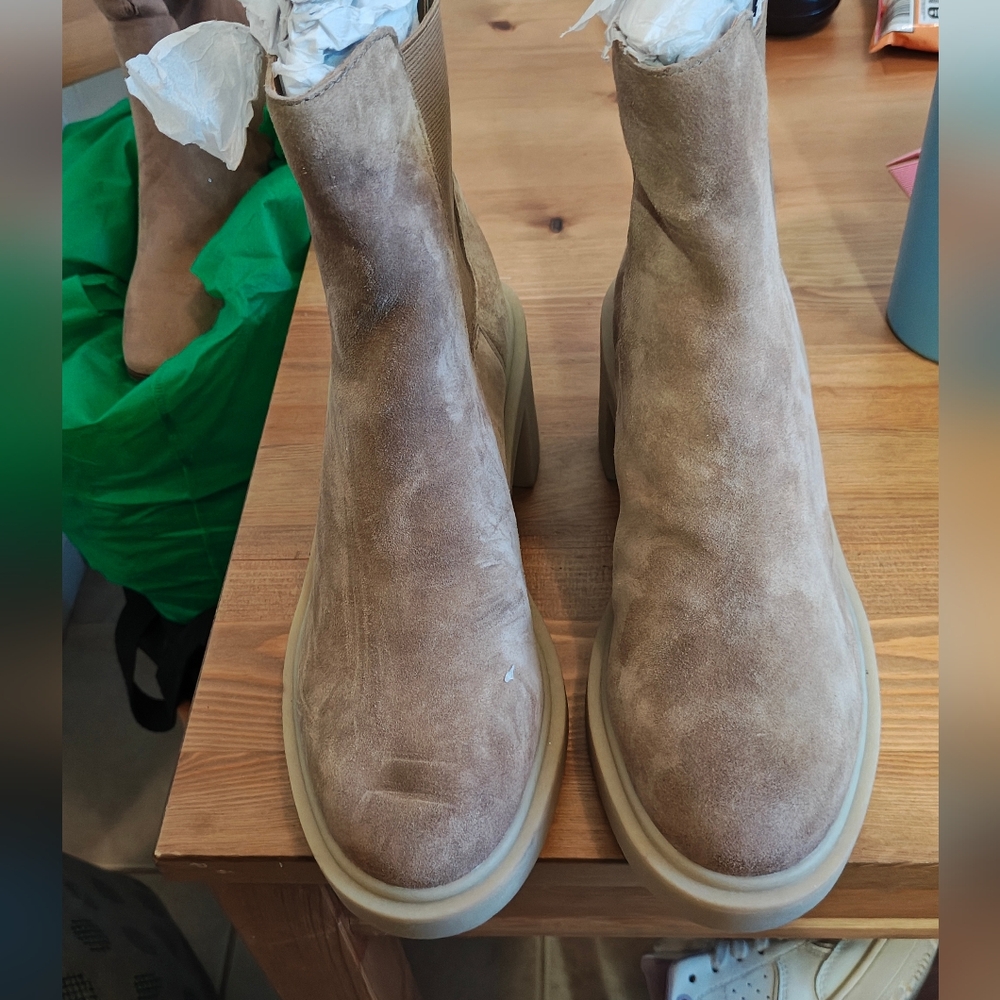 Dolce Vita Taupe Suede Ankle Booties